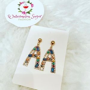 Beautiful beaded letter “A” earrings